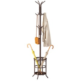 Vriccc Coat Rack with Umbrella Holder, Metal Coat Rack Stand with 12 Hooks, for Entryway, Hallway, Living Room, Bedroom