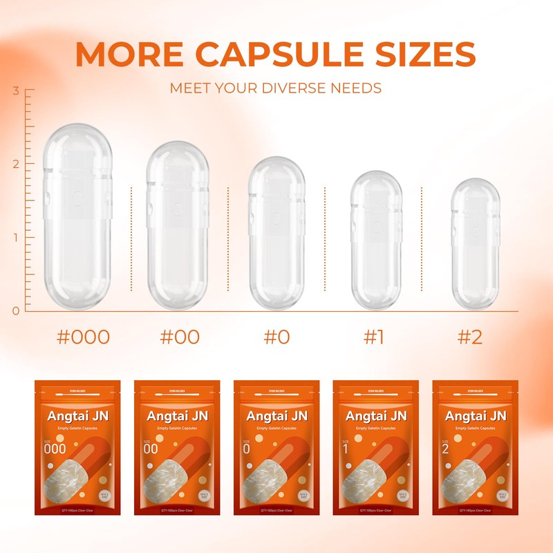 AngtaiJN Empty Gelatin Capsules Size 0 Clear Empty Capsules for