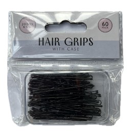 GEM Imports PER4349 Hair Clips with Case, Black, Pack of 60, 7 x 5 x 1.5 cm