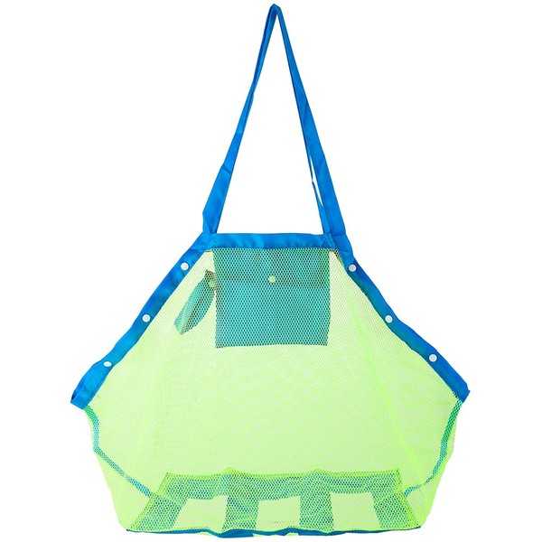 TopTops Mesh Beach Tote Bag, Kids Sea Shell Bags,Large Beach Toy Bag Away from Sand,Bag Toys Organizer,Sand Toys Collector-Beach Pool Gear(Green)