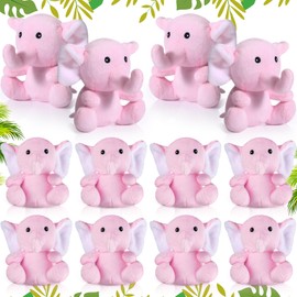 Jenaai 12 Pcs Mini Elephant Stuffed Animals 4 Inches Small Cute Soft Forest Plush Elephant Toys for Boys Girls Baby Shower Decorations Elephant Themed Birthday Party Supplies(Pink)