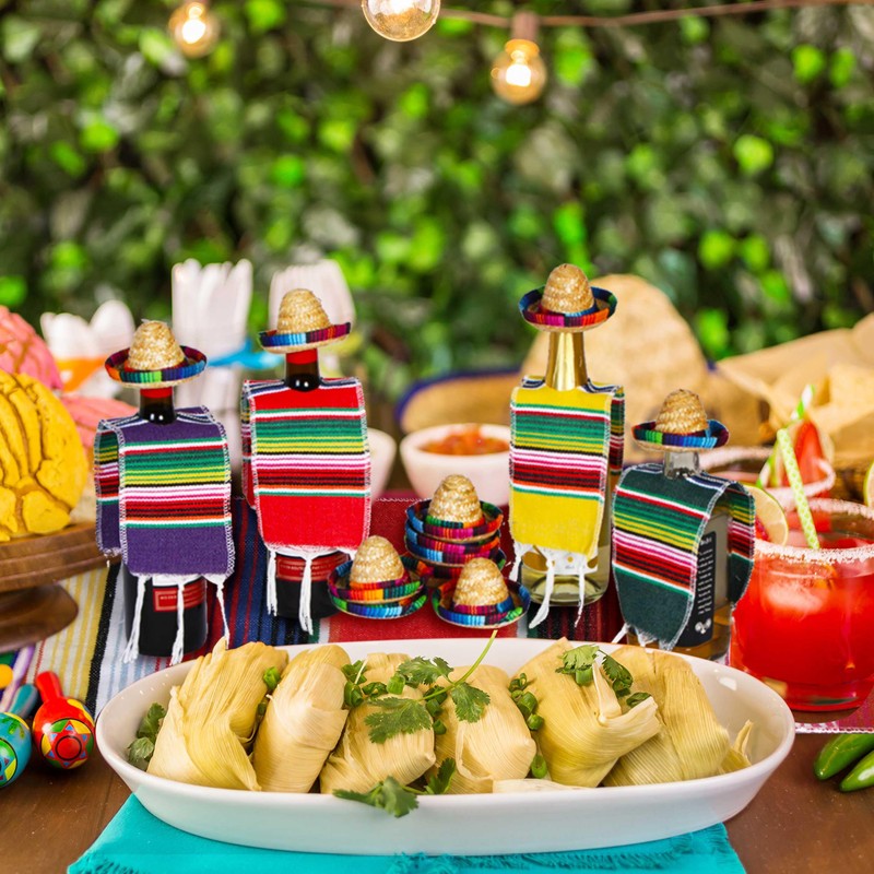 Moukeren 25 Pcs Mexican Decorations Includes 12 Mini Fiesta Sombrero