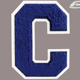 SOYCEV Blue Iron on Letter Patches 4.5”Chenille Letter Patches Large Varsity Letter Patches Letterman Jacket Patches (C)