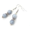 Blue quartz bead and Tibetan bead earrings