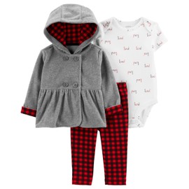 Carter's Baby Girls' Cardigan Sets (Buffalo Check/Grey, 12 Months)