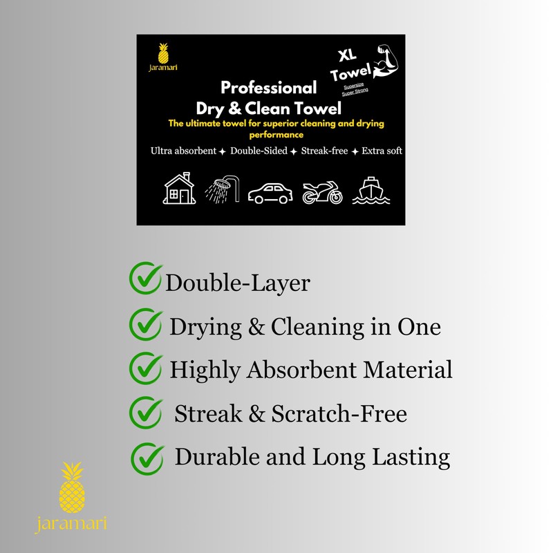 jaramari® 2 x Super Absorbent Microfiber Cloth 60x40cm Charcoal Grey.