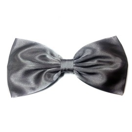 Shiny Silver Satin Hair Bow-large, Gray-for Girls, for Teens, for Women (Barrette)