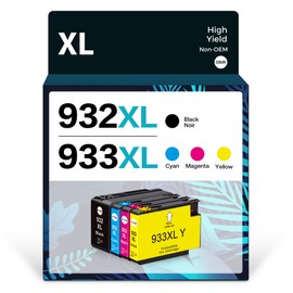 932XL 933XL Compatible Ink Cartridge Combo Pack Replacement for HP 932 933 Work for HP OfficeJet 6100 6600 6700 7110 7510 7612 7610 Printers, 4 Packs (Black, Cyan, Magenta, Yellow)