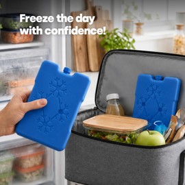 LIVIVO 5-Pack Freezer Block - 200g Slim Ice Packs for Cool Bags - Reusable Cool Blocks, BPA Free Mini Lunch Box Ice Packs for School, Work, Picnics, Travel & Summer Days (Blue)