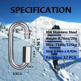 Quick Link, Ekunbuy 304 Stainless Steel Heavy Duty Locking Clips Chain Connector Repair Link Buckle for Swing Outdoor Camping