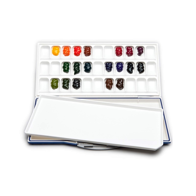 Mijello Fusion 33-Well Airtight/Leakproof Palette for Watercolor Paints, Blue