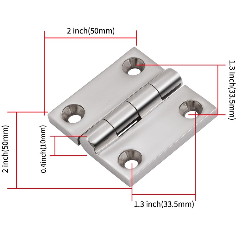 Laorde 316 Stainless Steel Hinges Marine Grade 2" x 2"