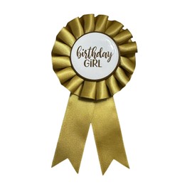 Birthday Girl Satin Ribbon Badge – Gold Pin for Celebrations