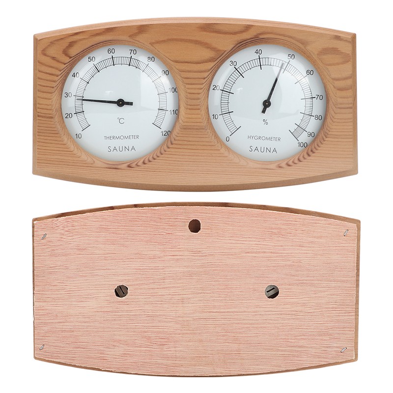 2 In-1 Wood Thermo Hygrometer Thermometer Hygrometer Sauna Room Steam