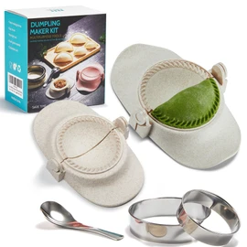 MUMSUNG Empanadas Press Mold Maker Set, Dumpling Mold Set for Pierogi, Pastelitos, Calzone, Turnovers, Chinese Dumpling, 2 Sizes (L/4"+M/3") (White)