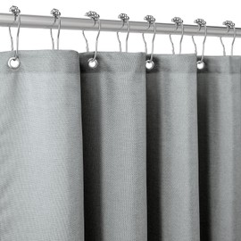 Shower Curtain for Bathroom with Metal Hooks Linen Fabric Shower Curtain Heavy Duty Bath Curtain for Wet Room Bathtub Shower Stall, Hotel Quality, Weighted Hem, Waterproof - 152 x 182cm (Grey)