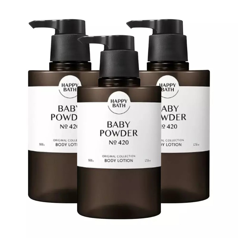 Happybath 해피바스 오리지널 컬렉션 바디로션 베이비파우더 500g 3개 Happybath Original