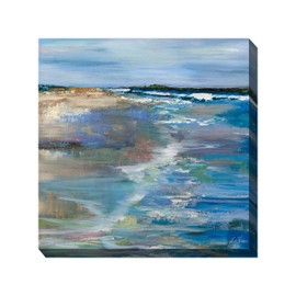 Cottage Garden West of The Wind Beach Walk Blue, Tan 24 x 24 Inch Waterproof Gallery Wrapped Canvas, Outdoor Garden, Yard, Patio All Weather Hanging Picture Artwork