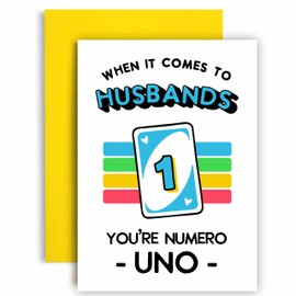 Huxters Birthday Card for Husband Your Numero Uno Husband Funny Card for Him - 14.8cm (Husband)