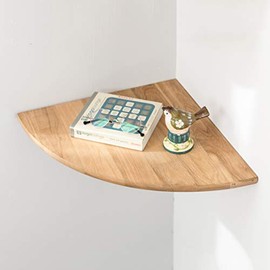 Wood Corner Shelf, 12inch Oak Floating Shelf Round End Wall Mounted Display Shelf Floating Speaker Nursey Monitor Shelf Bookshelf Wall Decor for Bathroom, Kitchen ,Living Room ,Bedroom