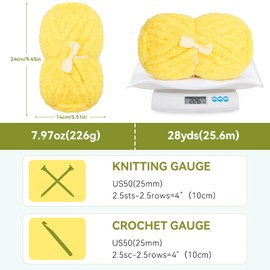 Chunky Yarn for Hand Knitting-Ombre Chunky Chenille Blanket Yarn for Crocheting-8 Pack of 226g/7.97oz-#8 Jumbo Super Bulky Fluffy Thick Finger Knitting Yarns for Scarf, Cushions and Doll(H)