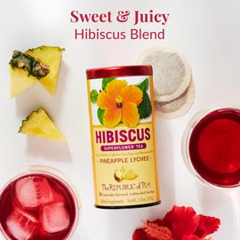 The Republic of Tea, Pineapple Lychee Hibiscus Tea, 250 Tea Bags, Caffeine-Free Premium Herbal Blend