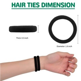 50PCS Thick Hair Elastics Black Hair Elastics Seamless Hair Ties for Women and Men,Ponytail Holders for Thick Heavy and Curly Hair