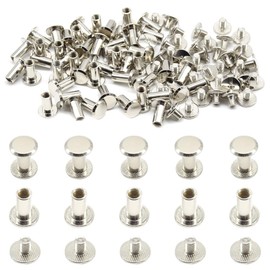 Hocansen 100 Pcs/50 Sets Silver Binding Screws Flat Head Metal Chicago Screws for Books Decoration and Binding (M5x12)