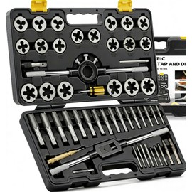 KJE 52PCS Large SAE Tap and Die Set, Jumbo Tap & Die Sets,Size 1/4"-20 to 1"-14, Thread Repair Kit with Rethreading Tools & Thread Chasers, for Internal and External Threading