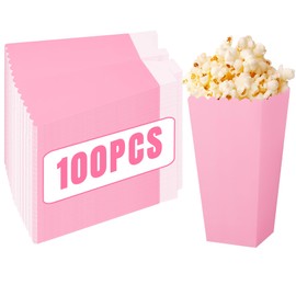100 Pack Pink Popcorn Boxes, Disposable Popcorn Holders for Birthday Parties, Weddings, Movie Nights, Carnivals, Holidays, Baby Showers