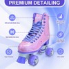 Roller Skate for Women, High-Top PU Leather Quad Skates for