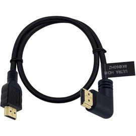 Poyiccot 8K HDMI Cable, 60cm Right Angled 8K HDMI 2.1 Cable Right Angled HDMI Male to Male High Speed 90 Degree Right Angle HDMI Converter 48Gbps 8K 60Hz HDMI 2.1 Cable (Right Angle)