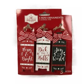 Holiday Time WM Christmas Decor - Miniature Tree Sled Sleigh Ornaments 3pc Set