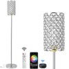 EMORLO Crystal Floor Lamp with Remote Control, Smart Modern Silver