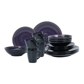 Semtember Promotion Grey Round Western Style Ceramic Plates Unique Design Ceramic Plate Microwave Safe Dinnerware Sets Festivalcolor: Purple