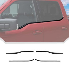 JeCar Window Molding Trim for 2021+ Ford F150 Black Outer Door Weatherstrip Window Seal Belt Decor Strips 4pcs