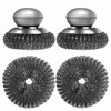 2 Pack Stainless Steel Wool Scrubber with Handle & 2