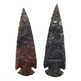 2 Pieces Fancy Jasper Arrowhead, Crystal and Healing Stone Flint Rock Arrow Head - 4" to 5" Arrowheads for DIY Project Craft Point Jewelry Making