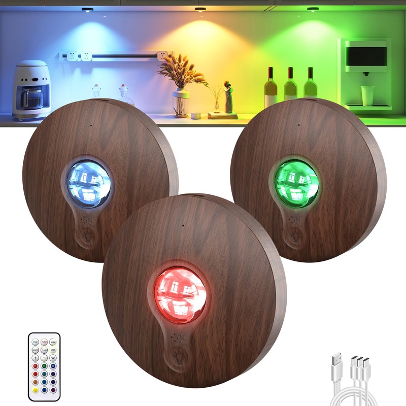 Rechargeable Puck Lights with Remote Control,2000mAh High Capacity Battery Operated