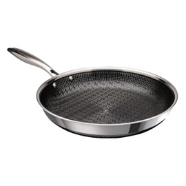 Hell's Kitchen Hybrid 11" Frying Pan, Tri-Clad Stainless Steel and Nonstick Ceramic PFAS Free, no PFOA, no PTFE, no Teflon, Non Toxic Cookware, Metal Utensil Safe, All Cooktops, Oven Safe