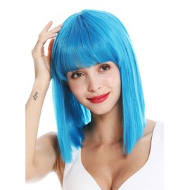 WIG ME UP - VK-10-T4440 Women's Wig Short Shoulder Length Longbob Straight Cleopatra Fringe Blue Light Blue