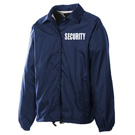 First Class 100% Nylon Windbreaker with Securtiy I.D. (Navy Blue)-Large