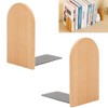 KARBAG Book Ends, 2 Pack Natural Bamboo Bookend Heavy Duty