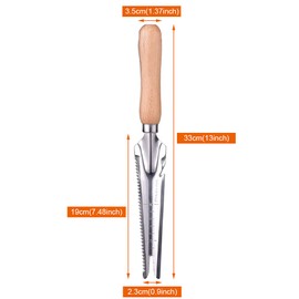 ACHANFLY Garden Weeding Tools Stainless Steel Manual Garden Tools Weed Remover Wood Handle Dandelion Hand Weed Puller Tool with Serration and Scale for Yard Farmland/Transplant/Cultivating Gadgets