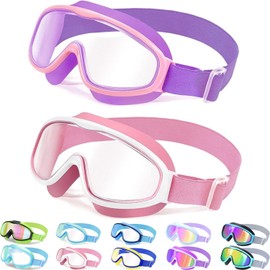 Vvinca Kids Swimming Goggles with Comfort Fabric Strap Wide Angle Anti-Fog UV Protection Waterproof Swimming Goggles for 3-14 Years