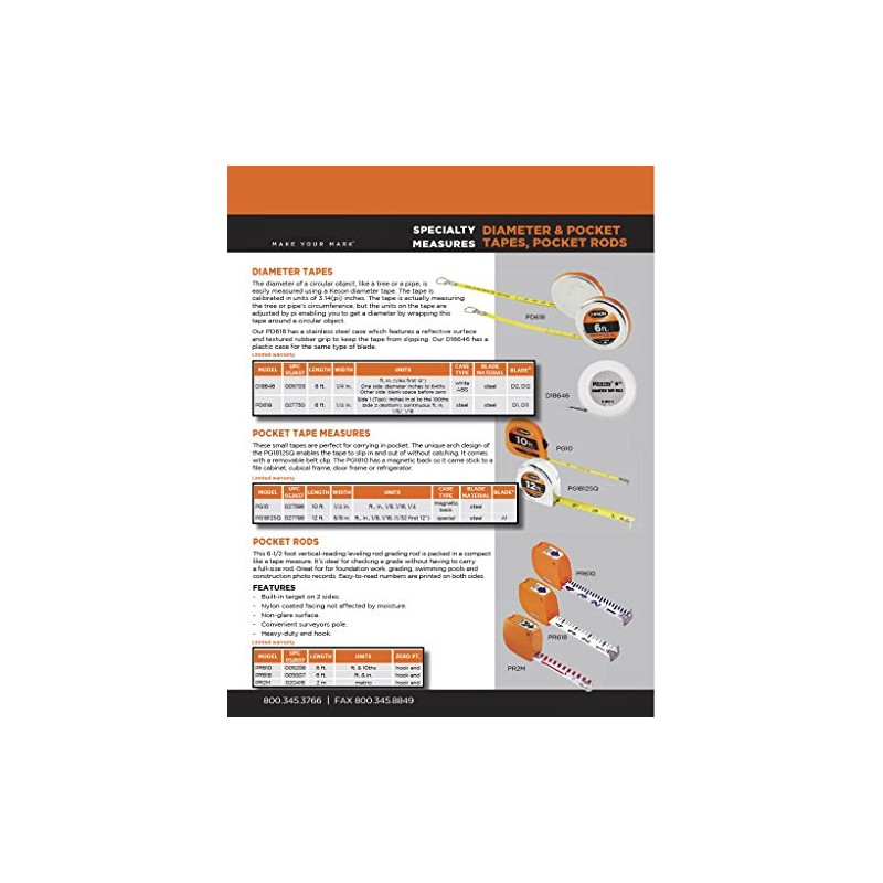 Keson PR2M 2 Meter Pocket Rod Tap with Hook End