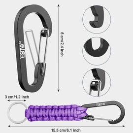 EOTW Keychain/key ring with snap hook, key ring with lock, D ring hook, hanger, survival kits, army, for travel bottle, car key, boys, girls, men, women