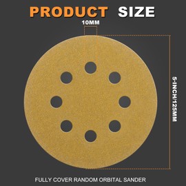 BMOTL 400 Grit Sanding Discs 5-Inch 8-Hole: 50Pcs Hook & Loop Round Sandpaper for Random Orbital Sander Replacement Pad,Wood Furniture Finishing/Automotive/Metal Polishing