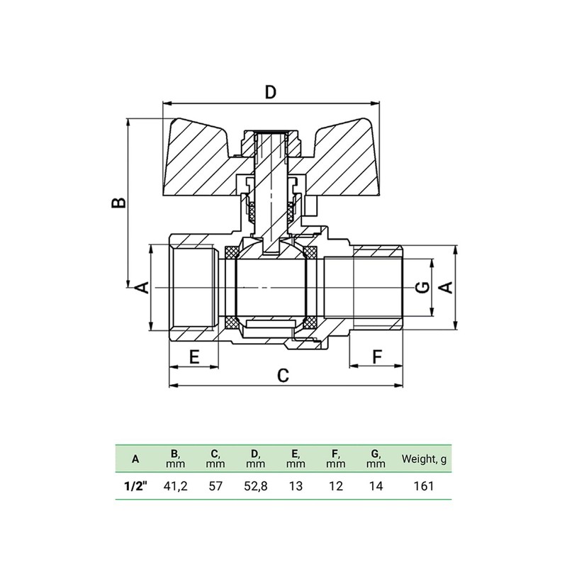 zencQ Ball Valve with Screw Connection 1/2 Inch MF, Brass