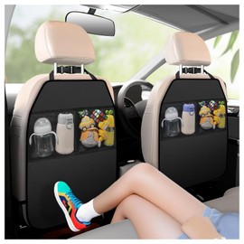 Figpade 2PCS Back Seat Cover for Kids,Anti-Slip Design Kick Mats Back Seats Protector with 2 Storage Mesh Pockets for Cars,Easy-to-Clean Backs of Seats Protector for Kids Feet Car Seat